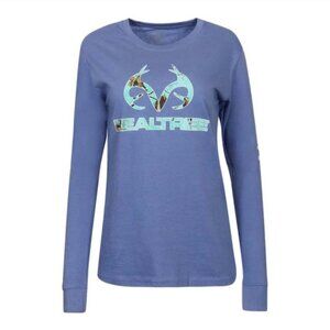 Bungalow Blue Heather Long Sleeve Screen Tee Shirt, S